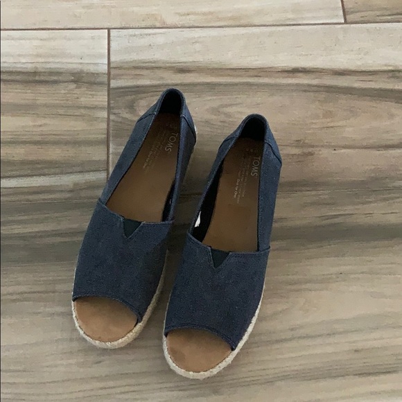 Toms Shoes - Toms Espadrille peep toe denim shoes